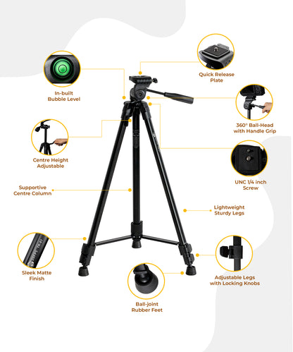 TR-01 Professional Aluminium Tripod with Mobile Holder & Carry Bag